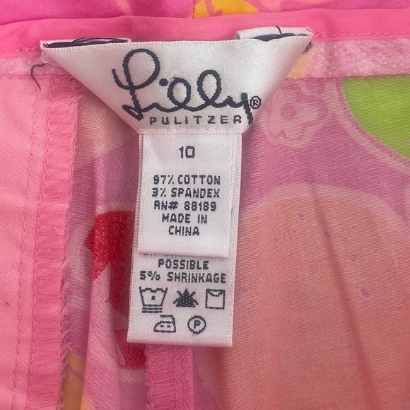 Lilly Pulitzer Pink Capri Ankle Pants Fruit size 10 strawberries lemons‎ VTG HTF - Picture 3 of 3